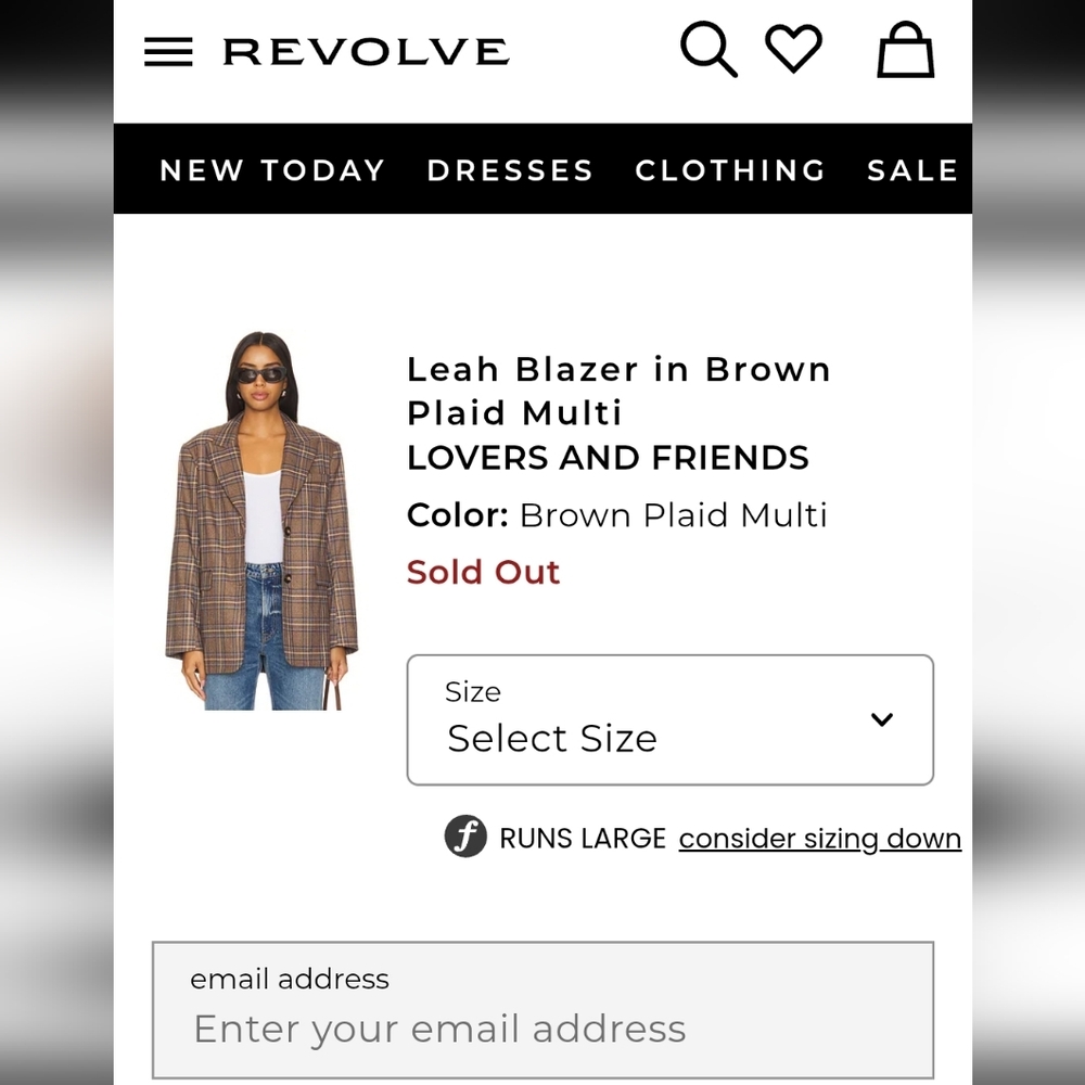 NWT Lovers And Friens Leah Blazer in Brown Plaid Multi Small - Picture 10 of 10